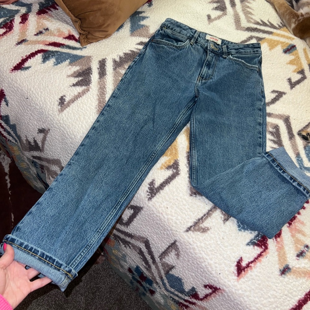 Wrangler Rodeo High Rise Crop Blue Denim Jeans - Picture 2 of 4